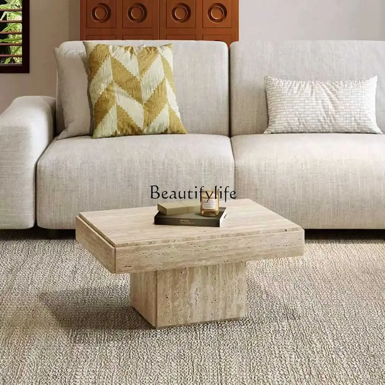 ls 04Wabi Sand Wind Natural Travertine Premium Luxury Stone Square Coffee Table
ls 04Wabi Sand Wind Natural Travertine Premium Luxury Stone Square Coffee Table