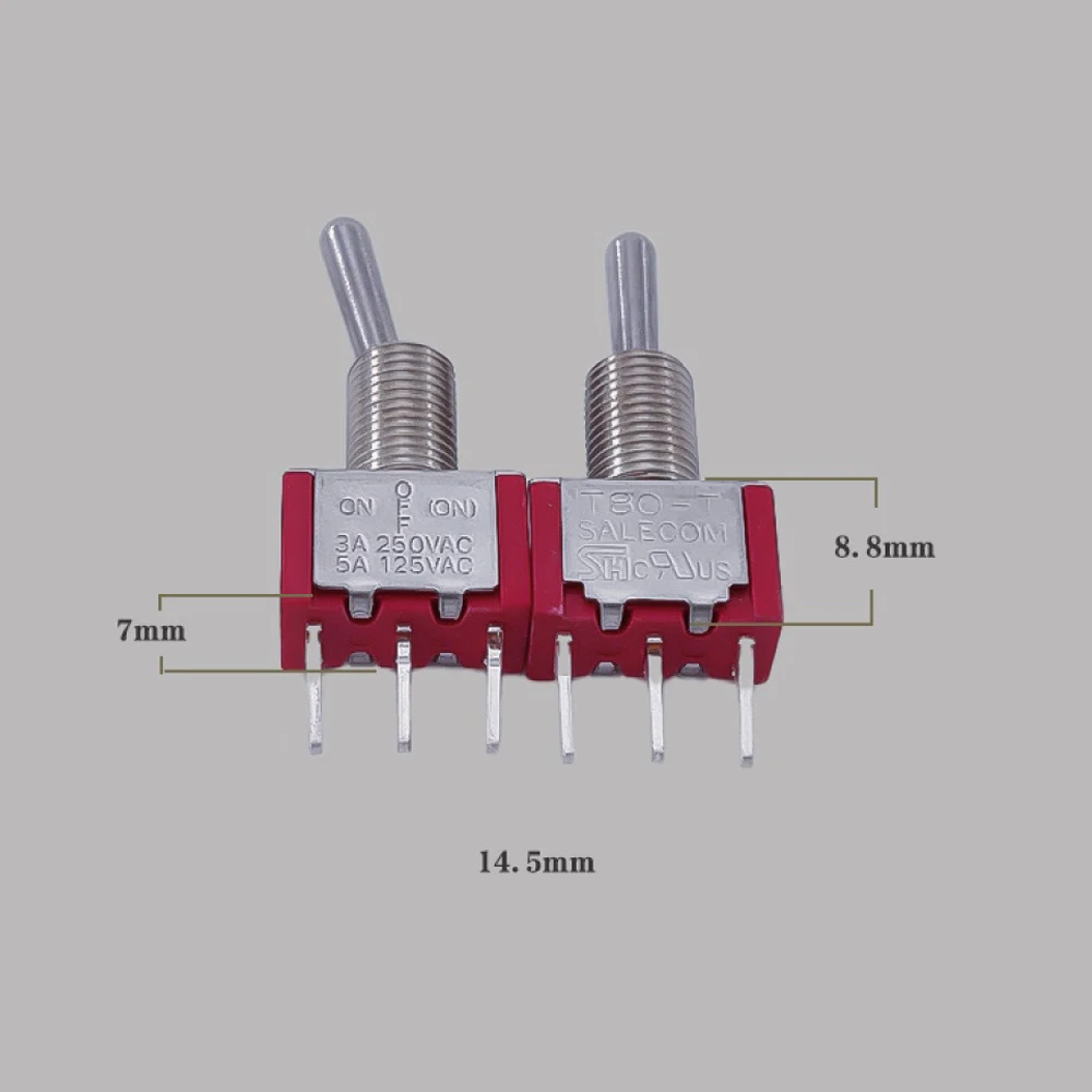 2PCS T8014B-SECQ Toggle Switch Self-locking Type 125V AC 5A/250V AC 3A 3 Gears 3 Pins Reset Button Switch
2PCS T8014B-SECQ Toggle Switch Self-locking Type 125V AC 5A/250V AC 3A 3 Gears 3 Pins Reset Button Switch