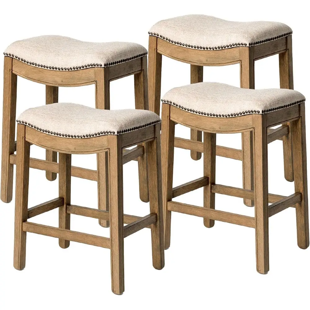 Set of 4 Natural Wood Counter Stools with Footrest, 26 Inches, Suitable for Kitchen Islands and Counters
Set of 4 Natural Wood Counter Stools with Footrest, 26 Inches, Suitable for Kitchen Islands and Counters
