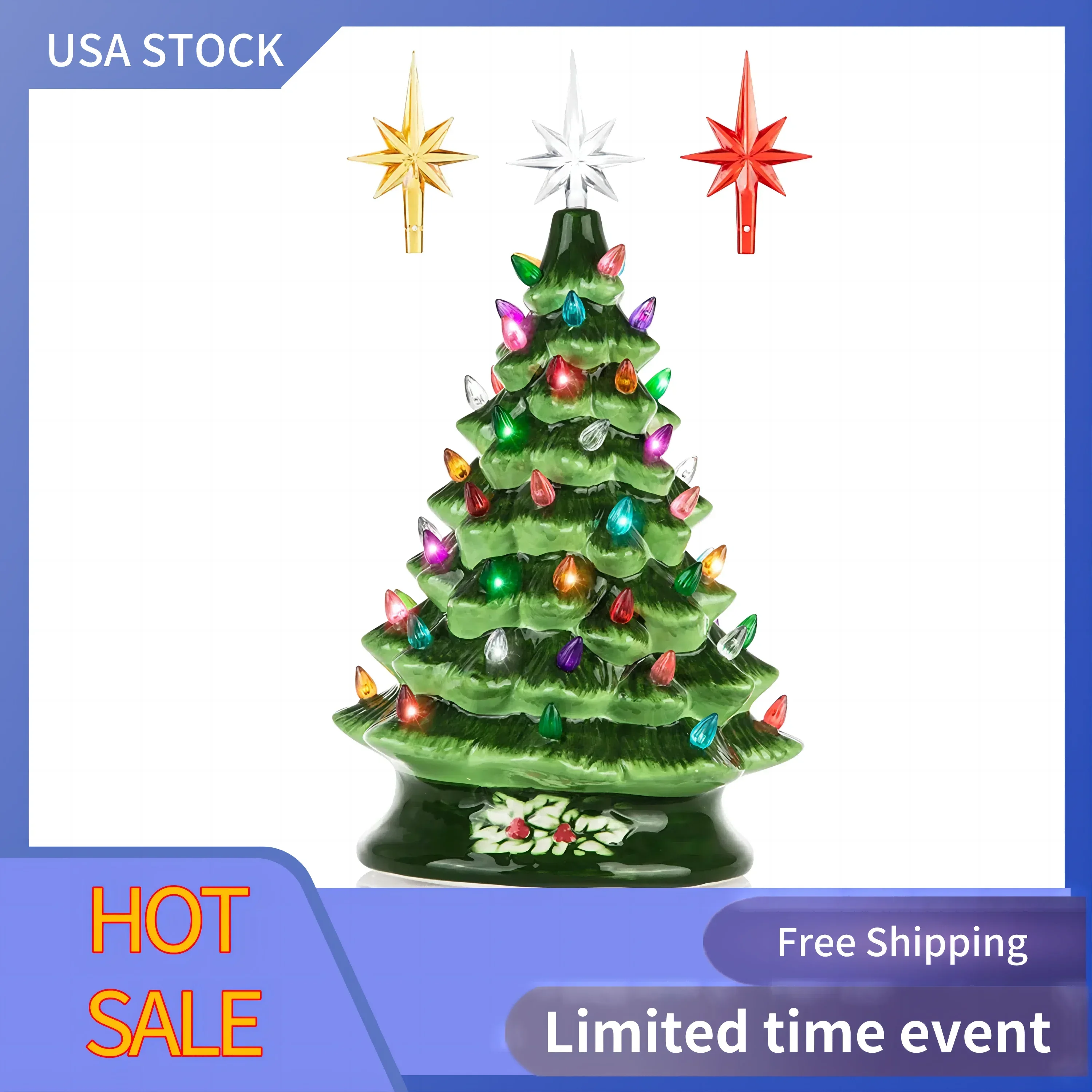 15-Inch Ceramic Christmas Tree Decoration For Indoor & Outdoor Use - 50+ Multicolor LED Bulbs Halloween Tree
15-Inch Ceramic Christmas Tree Decoration For Indoor & Outdoor Use - 50+ Multicolor LED Bulbs Halloween Tree