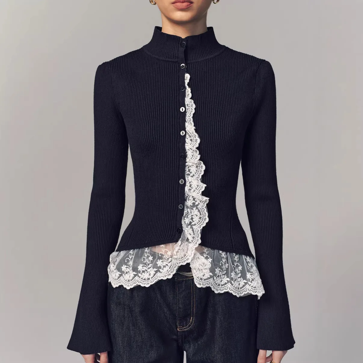 Fashionable Elegant Lace Splice Knitted Top Women's Clothing Cross-Border New Style 2026 Single Wear Loose Fit Winter Sweater
Fashionable Elegant Lace Splice Knitted Top Women's Clothing Cross-Border New Style 2026 Single Wear Loose Fit Winter Sweater