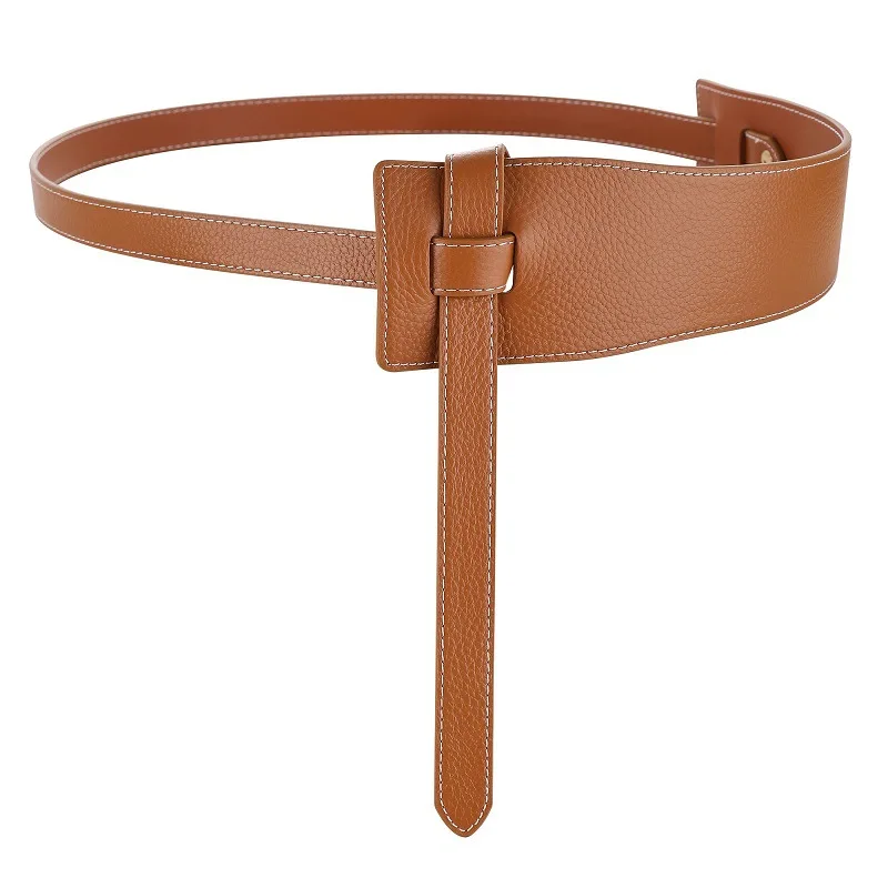 First layer cowhide knotted wide waistband, women's leather versatile decorative coat with sweater, leather waist seal belt
First layer cowhide knotted wide waistband, women's leather versatile decorative coat with sweater, leather waist seal belt