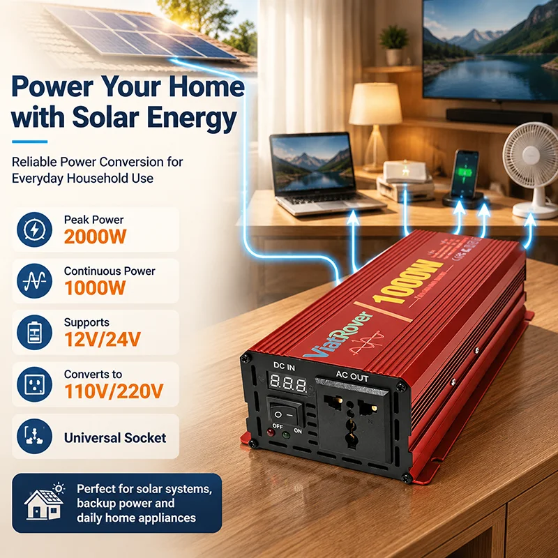 Pure Sine Wave Inverter 1000W 12V/24V To 110V220V Power Converter LCD Display
Pure Sine Wave Inverter 1000W 12V/24V To 110V220V Power Converter LCD Display