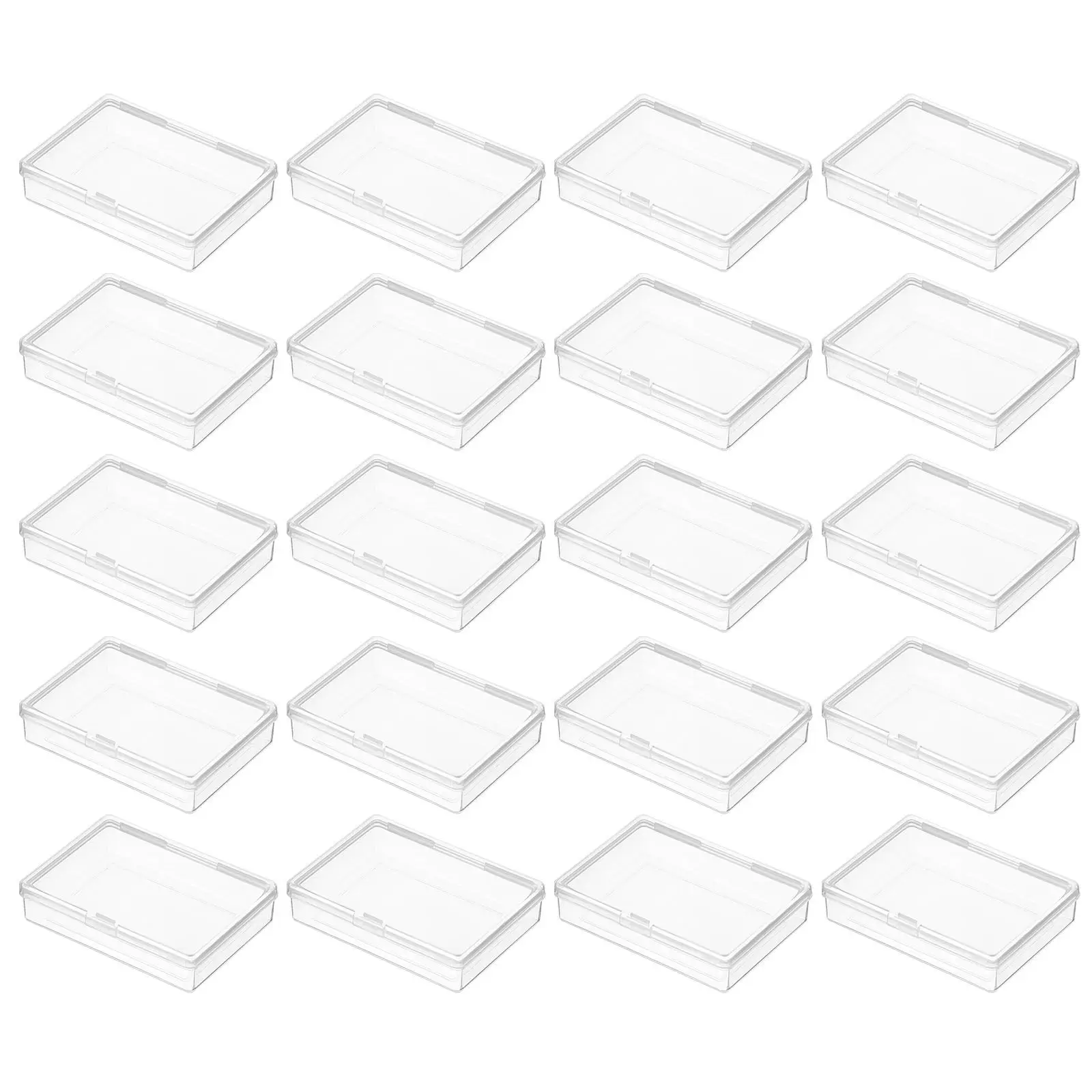 20Pcs Small Jewelry Storage Box Clear Plastic Mini Storage Organizer Container Card Holder Stackable Desktop Plastic Card Boxes