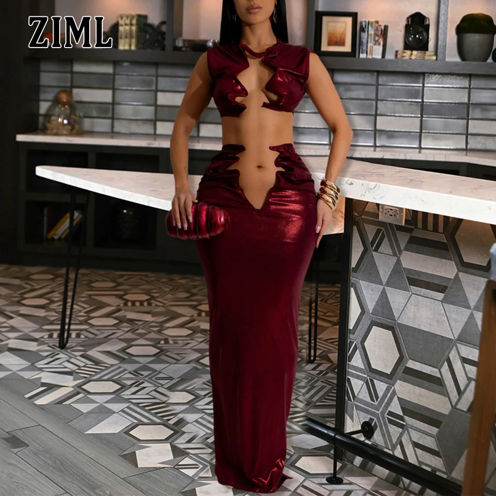 ZIML Solid Slimming Sexy Hollow Out Sets For Women Round Neck Top High Waist Long Skirts Temperament Set Female Fashion Style
ZIML Solid Slimming Sexy Hollow Out Sets For Women Round Neck Top High Waist Long Skirts Temperament Set Female Fashion Style