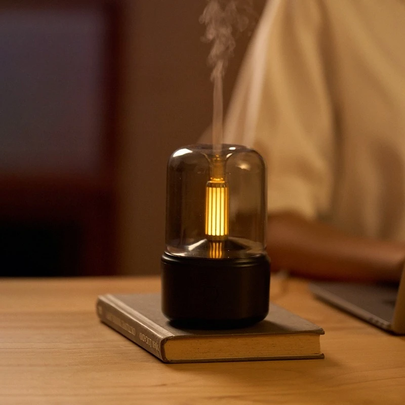 Portable Candlelight Desktop Humidifier Light Sound Fine Mist Convenient Comfortable Fragrance Essential Oils Aroma Diffuser
Portable Candlelight Desktop Humidifier Light Sound Fine Mist Convenient Comfortable Fragrance Essential Oils Aroma Diffuser