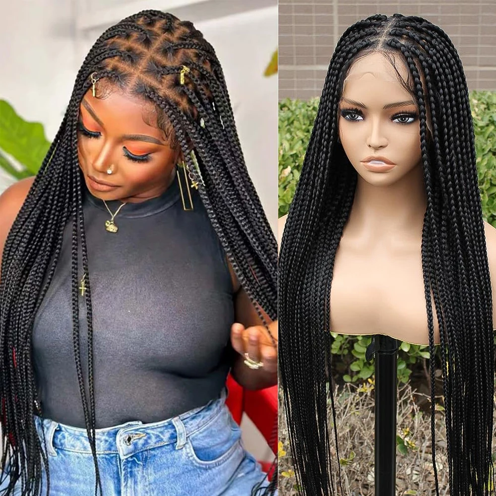 34" Box Braided Wigs Knotless Braids With Baby Hair Embroidery Full double Lace Front Braid Wig Synthetic Hand Braid Wigs
34" Box Braided Wigs Knotless Braids With Baby Hair Embroidery Full double Lace Front Braid Wig Synthetic Hand Braid Wigs