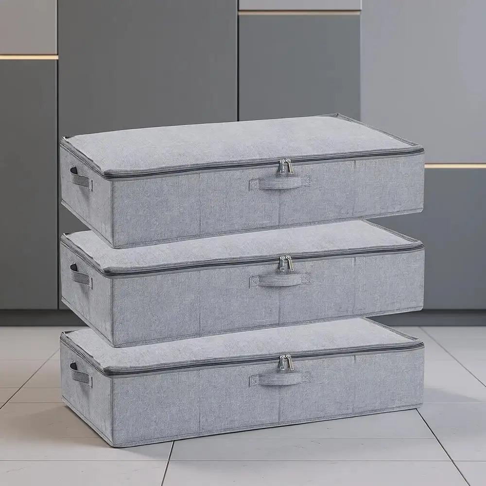 Серые сумки для хранения под кроватью с крышками, 3 шт., 23,6 x 11,8 x 5,9 дюймов, идеально подходят для одеял, подушек, обуви
Серые сумки для хранения под кроватью с крышками, 3 шт., 23,6 x 11,8 x 5,9 дюймов, идеально подходят для одеял, подушек, обуви