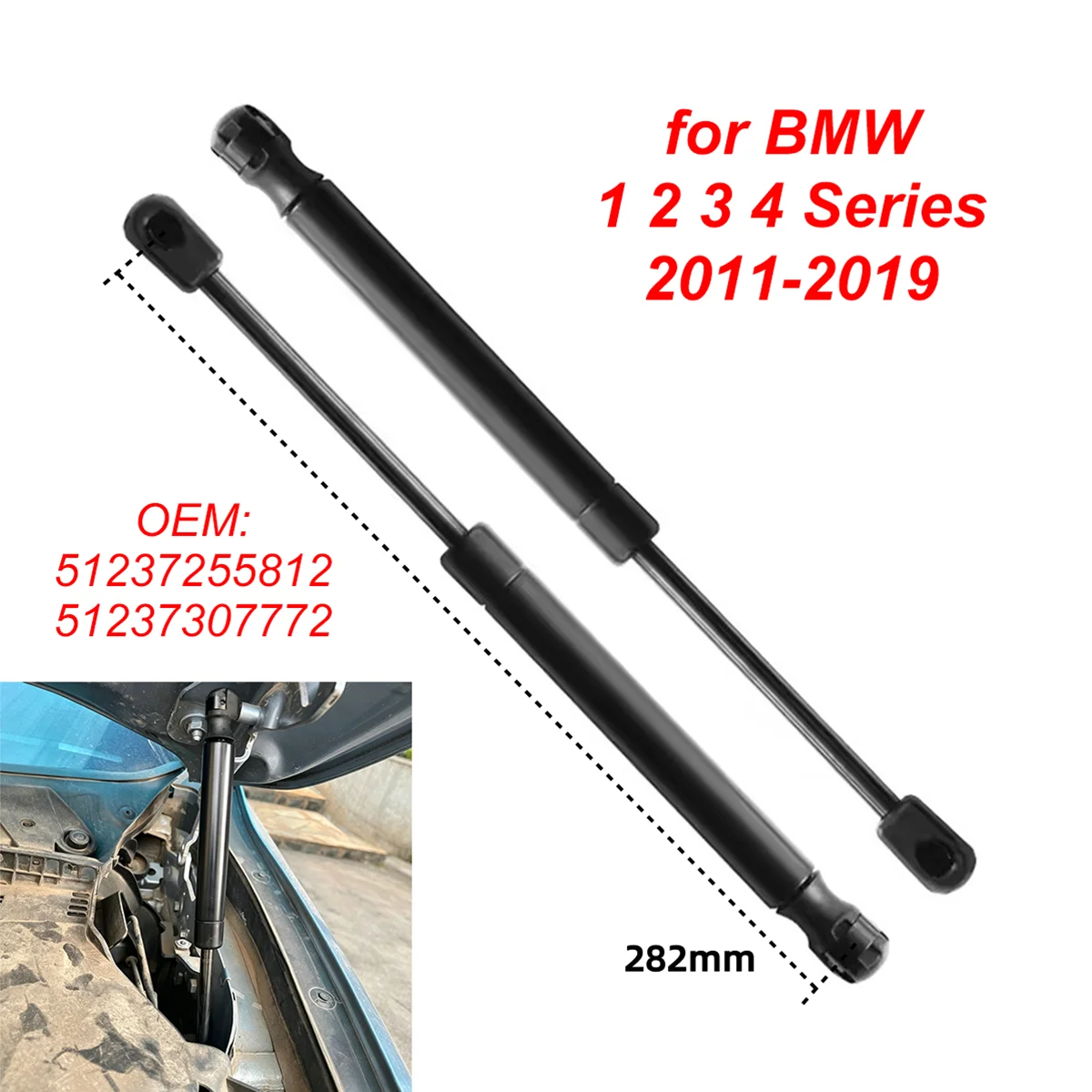 2Pcs 51237255812 Car Front Engine Bonnet Hood Gas Struts Lift Support Rods for BMW 1 2 3 4 Series F20 F21 F22 F23 2011-2019
2Pcs 51237255812 Car Front Engine Bonnet Hood Gas Struts Lift Support Rods for BMW 1 2 3 4 Series F20 F21 F22 F23 2011-2019