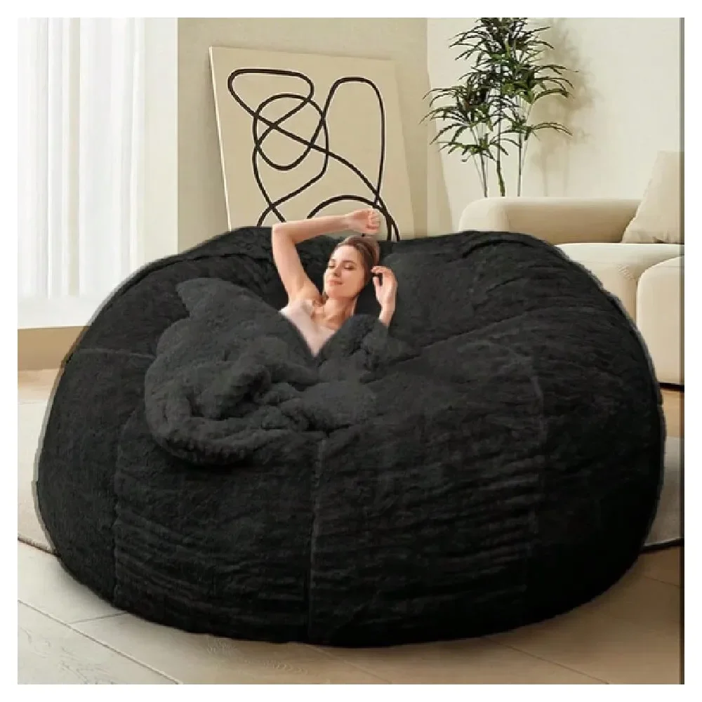 Bag Chair For Adults Without Filling Comfy Fluffy Giant Round Beanbag Lazy Sofa Cover For Reading Chair Floor Chair, 6FT, Black
Bag Chair For Adults Without Filling Comfy Fluffy Giant Round Beanbag Lazy Sofa Cover For Reading Chair Floor Chair, 6FT, Black