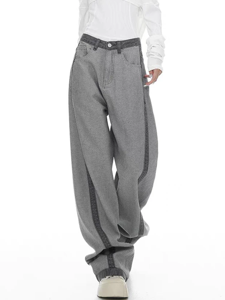 Women Vintage Contrast Stitching Jeans Retro Us Style Straight Wide Leg Pants Slim Fit Loose Trousers with Elongated Silhouette
Women Vintage Contrast Stitching Jeans Retro Us Style Straight Wide Leg Pants Slim Fit Loose Trousers with Elongated Silhouette