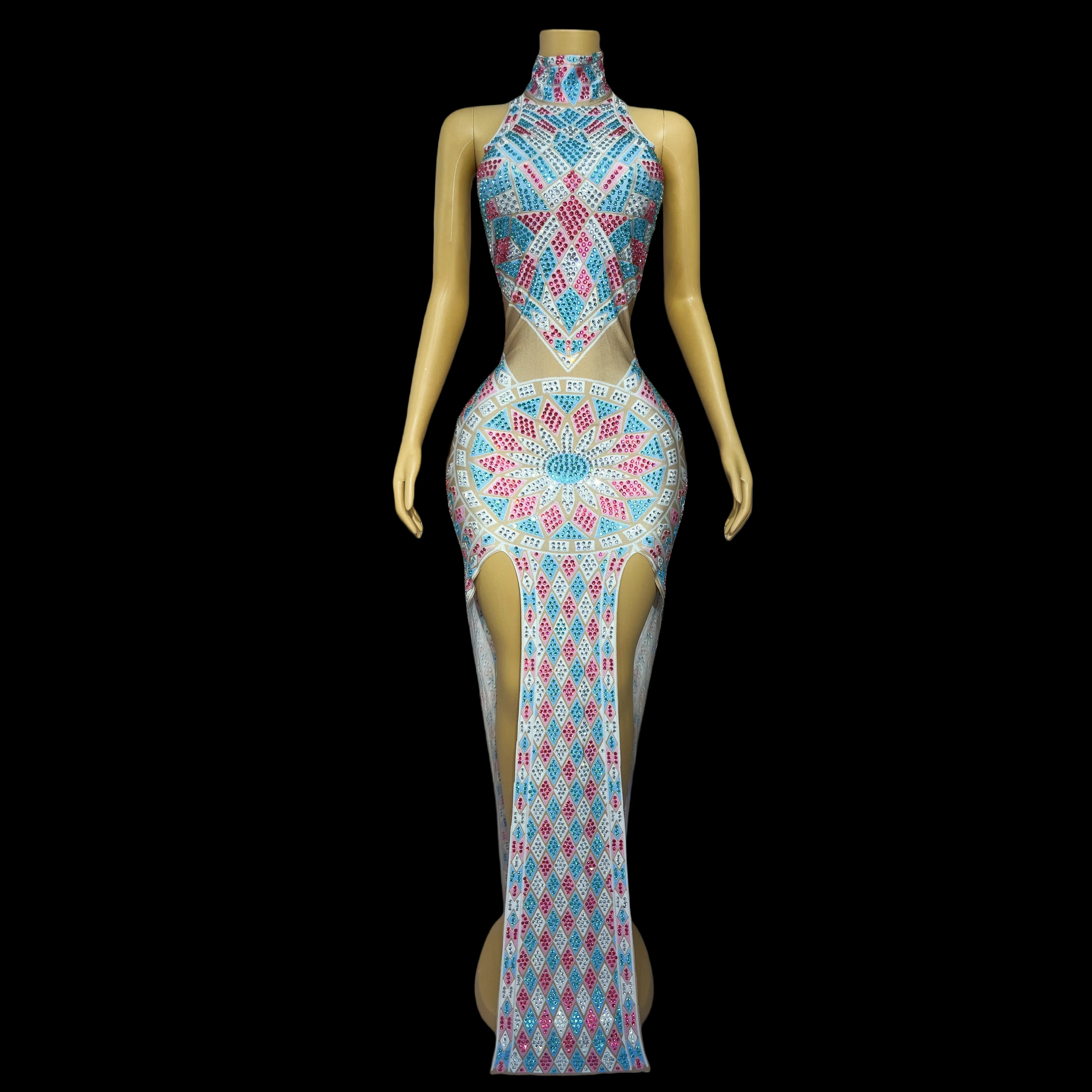 Graphic design rhinestone evening dress elegant dress sleeveless ladies party prom costume show costume Xuancaifudiao
Graphic design rhinestone evening dress elegant dress sleeveless ladies party prom costume show costume Xuancaifudiao