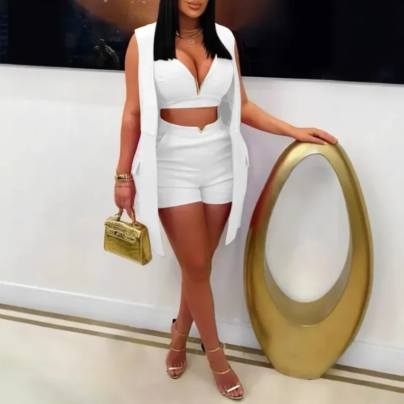 GUWU Fashion Summer Women's Set Sleeveless Blazers Vest + Bra Top and Shorts Sexy Club Party Three 3 Piece Sets Outfits
GUWU Fashion Summer Women's Set Sleeveless Blazers Vest + Bra Top and Shorts Sexy Club Party Three 3 Piece Sets Outfits