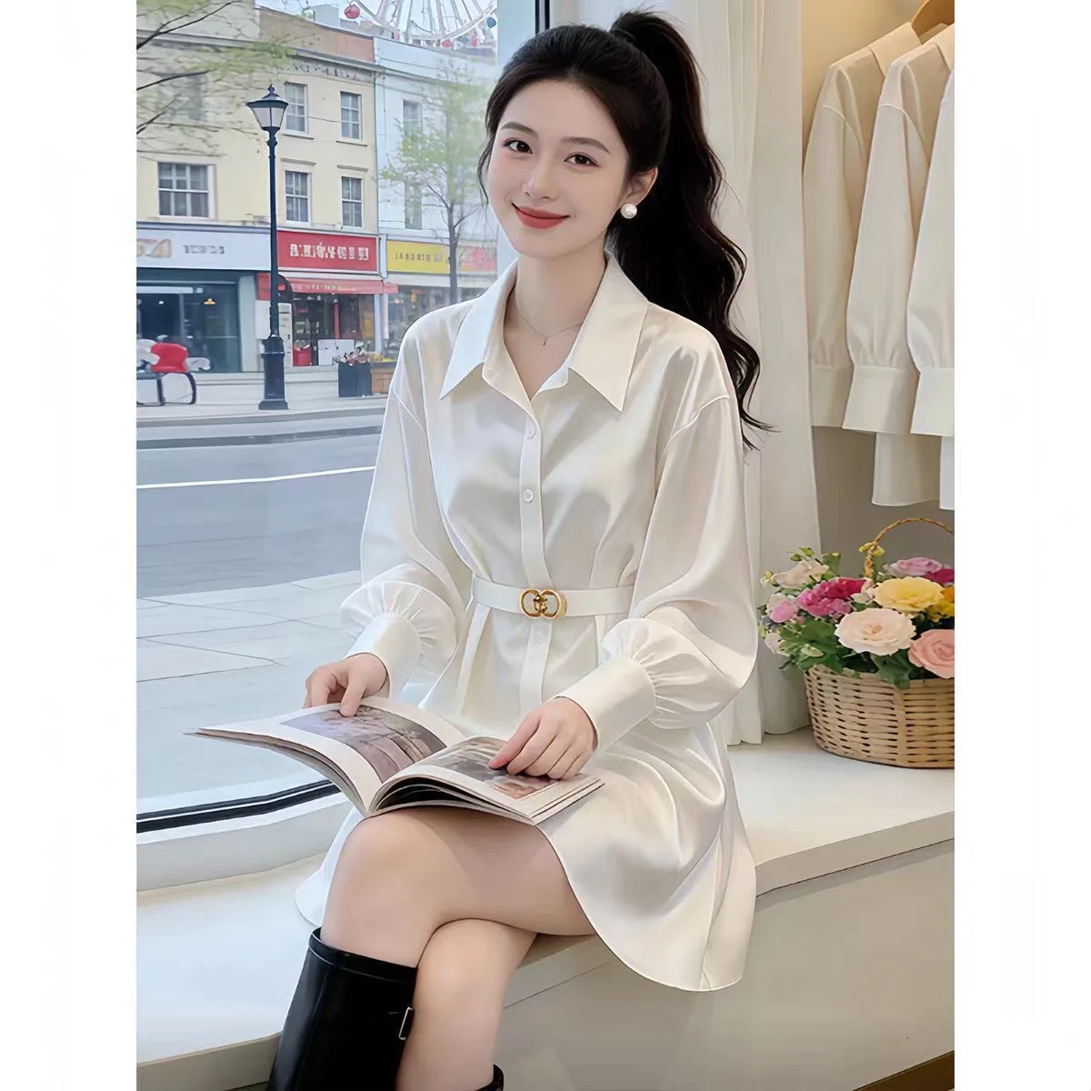 Silk Long Sleeve Shirt Casual Versatile Spring Autumn Commute Style Loose Fit Women's Neck Pure Color Breathable Skin-Fr...
Silk Long Sleeve Shirt Casual Versatile Spring Autumn Commute Style Loose Fit Women's Neck Pure Color Breathable Skin-Fr...