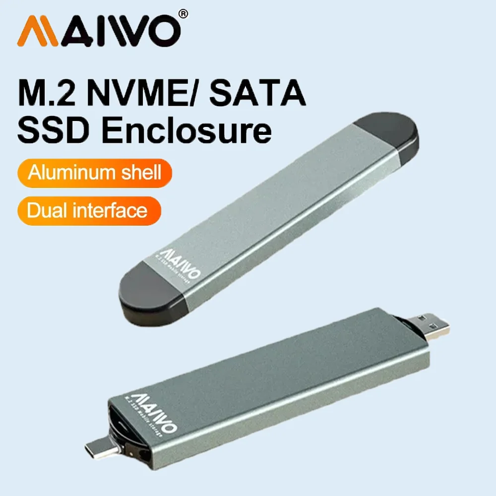 Корпус MAIWO M.2 NVMe SATA SSD 2-в-1 Dual Protoco 10 Гбит/с USB C 3.2 Gen 2 Чехол для внешнего жесткого диска для твердотельных накопителей NVMe/SATA M.2
Корпус MAIWO M.2 NVMe SATA SSD 2-в-1 Dual Protoco 10 Гбит/с USB C 3.2 Gen 2 Чехол для внешнего жесткого диска для твердотельных накопителей NVMe/SATA M.2