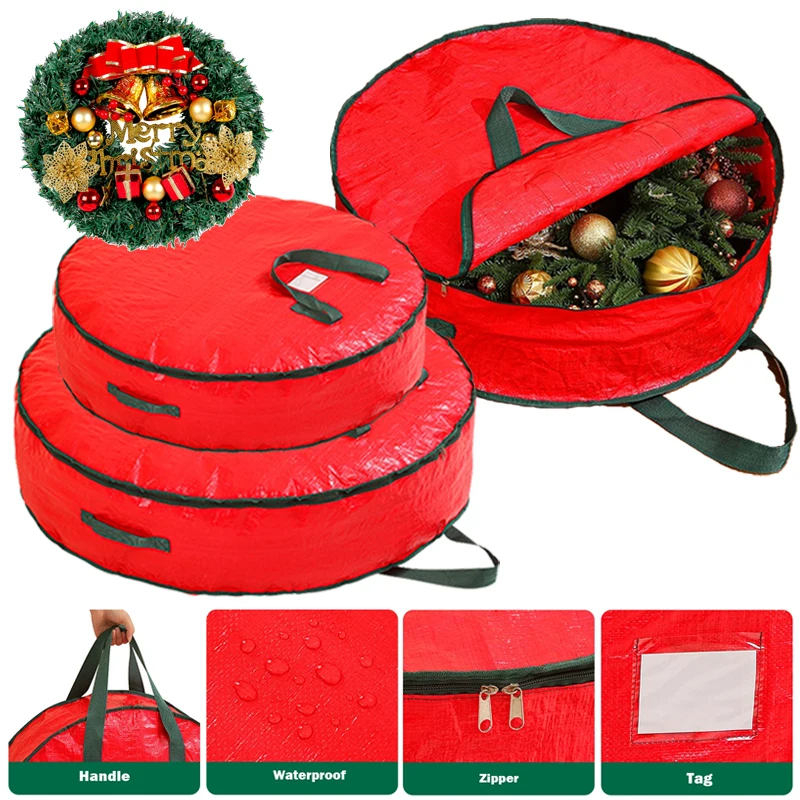 1PC Large Capacity Storage Bag for Christmas Wreath with Zipper & Handle Dustproof Moisture Proof Round Barrel Shaped Containers
1PC Large Capacity Storage Bag for Christmas Wreath with Zipper & Handle Dustproof Moisture Proof Round Barrel Shaped Containers