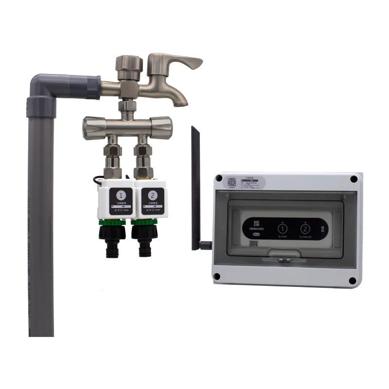 Home Garden 2 valve irrigation controller mobile automatic remote irrigation equipment intelligent watering timer
Home Garden 2 valve irrigation controller mobile automatic remote irrigation equipment intelligent watering timer
