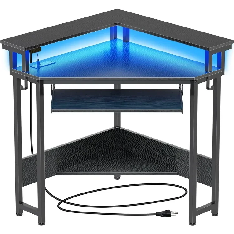 Corner Desk, 44.5" W x 34.5" H Small Computer Desk with Power Outlets, Gaming Desk with LED Lights, Triangle corner desk
Corner Desk, 44.5" W x 34.5" H Small Computer Desk with Power Outlets, Gaming Desk with LED Lights, Triangle corner desk