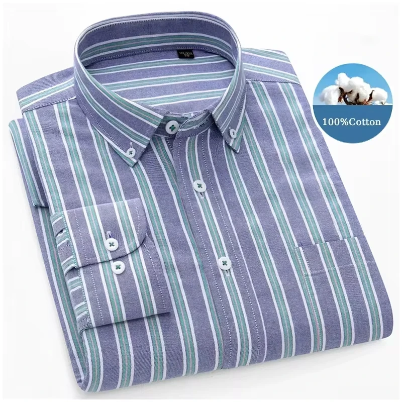 Spring Casual Shirts Men Oxford Cloth Business Striped Shirts for Man Autumn Slim-fit Long Sleeves Tops Mens
Spring Casual Shirts Men Oxford Cloth Business Striped Shirts for Man Autumn Slim-fit Long Sleeves Tops Mens