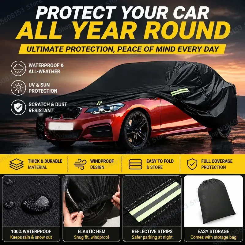 For BMW 2 Series F22 F23 2013–2021 Full Coverage Outdoor Car Cover Waterproof Windproof UV Sun Protection Dustproof Scratch
For BMW 2 Series F22 F23 2013–2021 Full Coverage Outdoor Car Cover Waterproof Windproof UV Sun Protection Dustproof Scratch