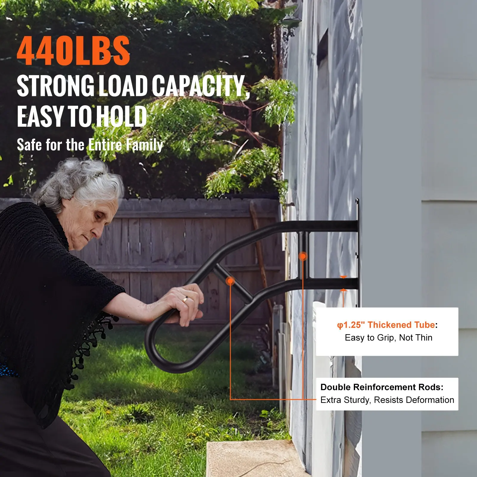 Handrails For Outdoor Steps, 32" Length Wall Mount Safety Railings For 1-3 Steps, U-Shaped Handrail With Matte Black Finished,
Handrails For Outdoor Steps, 32" Length Wall Mount Safety Railings For 1-3 Steps, U-Shaped Handrail With Matte Black Finished,