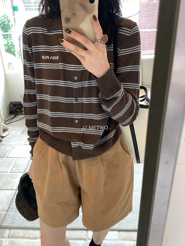 Retro Striped Knitted Open Cardigan Women's Loose Long Sleeve Slimming Versatile Early Autumn New Style Polyester Fiber Soft
Retro Striped Knitted Open Cardigan Women's Loose Long Sleeve Slimming Versatile Early Autumn New Style Polyester Fiber Soft