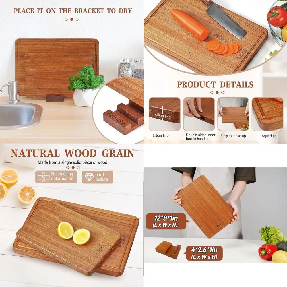 Thick, Crack-Resistant Teak Wood Chopping Board with Deep Juice Grooves and Built-In Handles, 12x8 inches
Thick, Crack-Resistant Teak Wood Chopping Board with Deep Juice Grooves and Built-In Handles, 12x8 inches