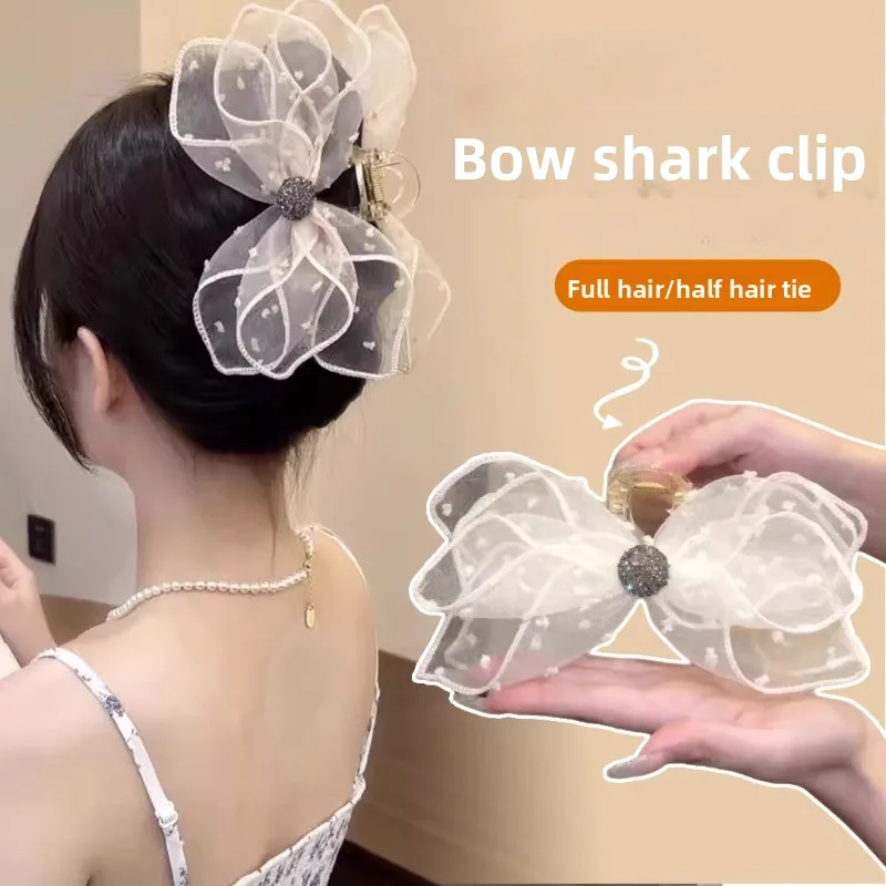 French Polka Dot Bow Grab Clip Femininity Half Tie Hairpin Back Head Disc Hair Shark Clip High Ponytail Заколки Hare Accessory
French Polka Dot Bow Grab Clip Femininity Half Tie Hairpin Back Head Disc Hair Shark Clip High Ponytail Заколки Hare Accessory