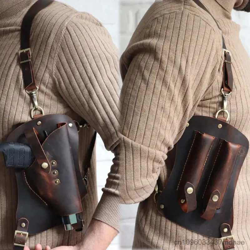 Leather Pistol Holster Bag with Dual Magazine Pockets Cosplay Costume Props Retro Adjustable Tactical Chest Underarm Harness
Leather Pistol Holster Bag with Dual Magazine Pockets Cosplay Costume Props Retro Adjustable Tactical Chest Underarm Harness