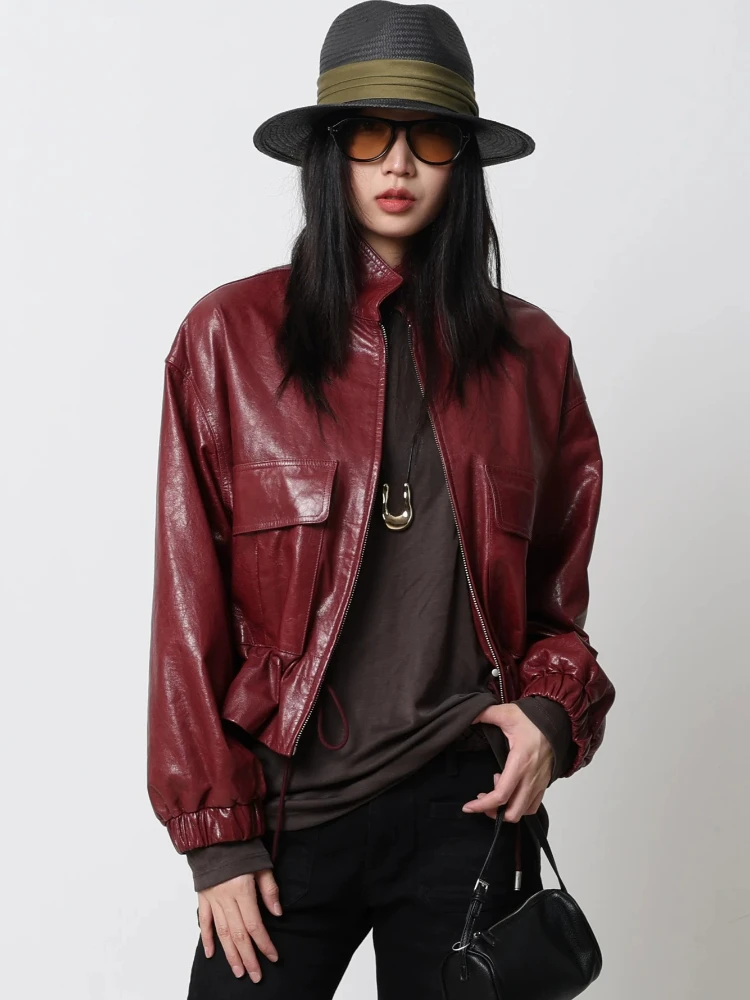 Vintage Short Genuine Leather Jackets for Women Spring Autumn High-end Simple Stand Collar Loose Solid Soft Real Goatskin Coat
Vintage Short Genuine Leather Jackets for Women Spring Autumn High-end Simple Stand Collar Loose Solid Soft Real Goatskin Coat