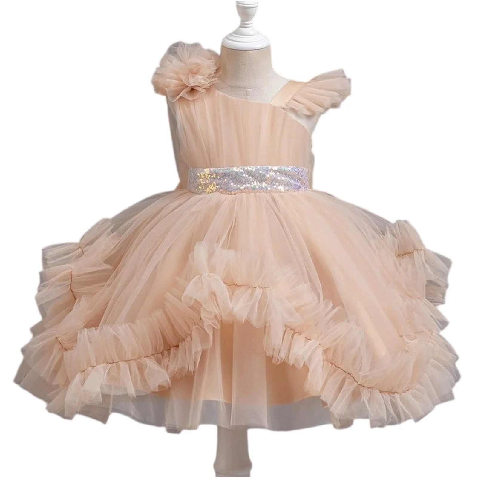Girl Retro Ruffle Lace Tulle Flower Girl One Shoulder Dress 0-6 Year Old Baby Girl Bow Princess Dress Party Wedding Dress
Girl Retro Ruffle Lace Tulle Flower Girl One Shoulder Dress 0-6 Year Old Baby Girl Bow Princess Dress Party Wedding Dress