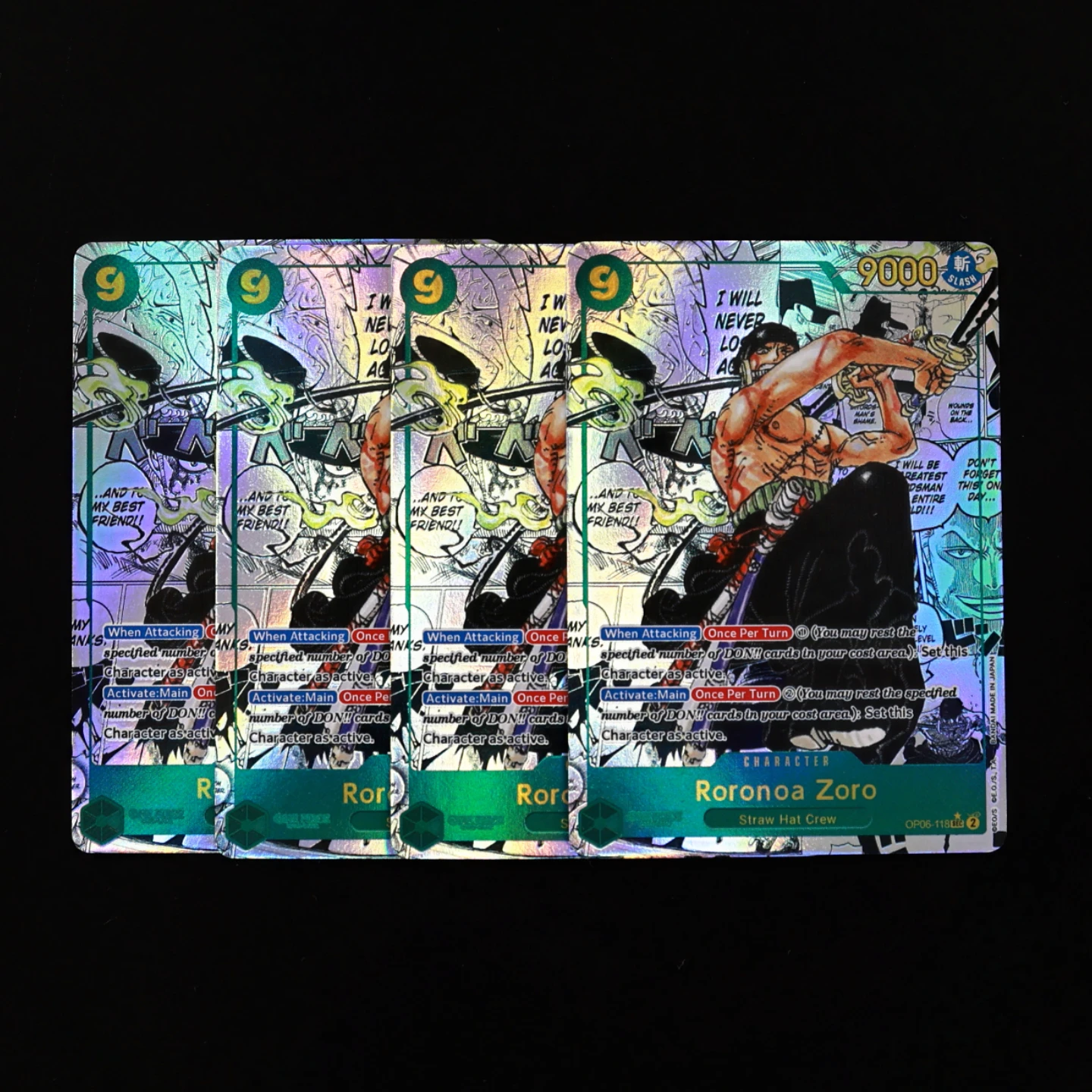 OP06-118 Zoro manga One Piece TCG OPCG English Zoro Manga card 9 cost Green Zoro Textured Foil Card
OP06-118 Zoro manga One Piece TCG OPCG English Zoro Manga card 9 cost Green Zoro Textured Foil Card