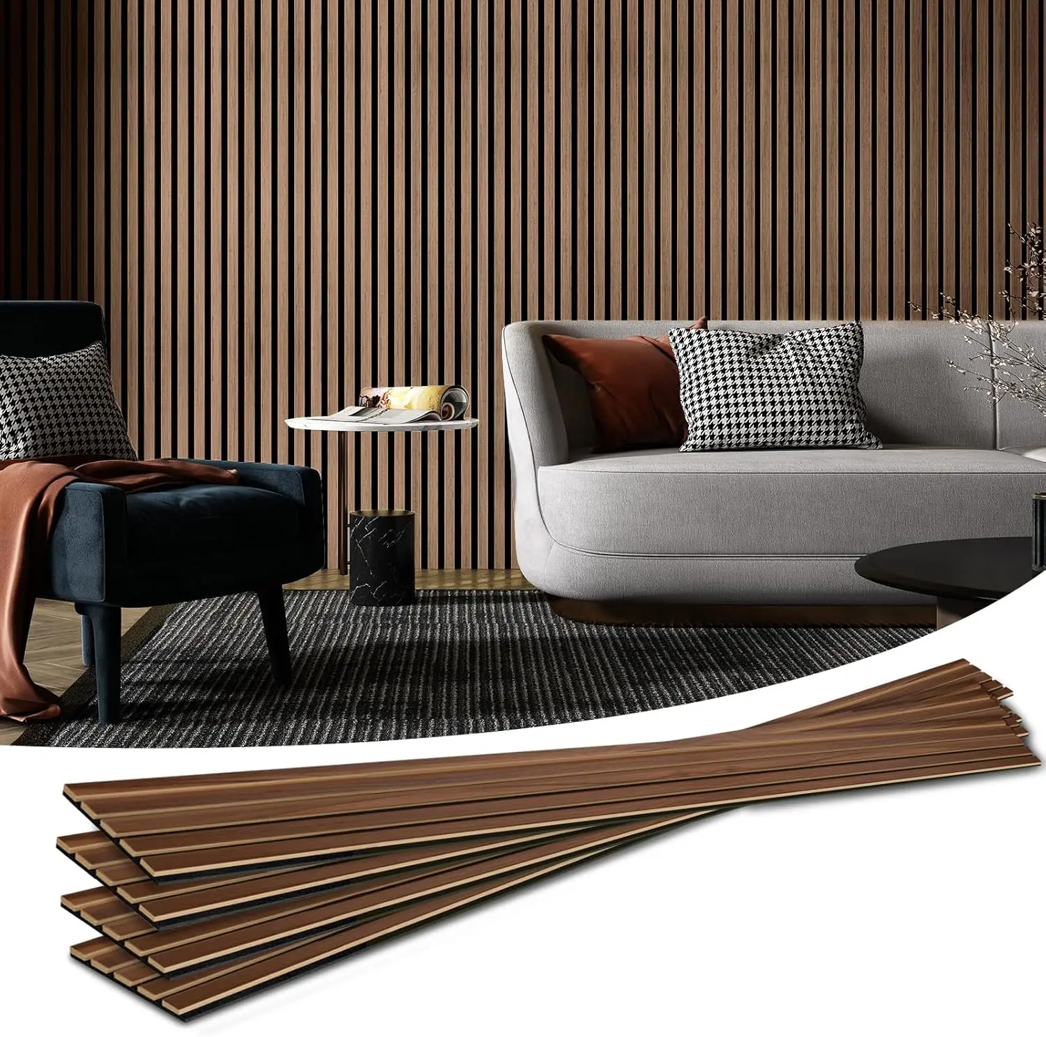 Wood Slat Acoustic Panels for Noise Reduction and Stylish Decor, 3D Textured Wall and Ceiling Panels, Walnut
Wood Slat Acoustic Panels for Noise Reduction and Stylish Decor, 3D Textured Wall and Ceiling Panels, Walnut