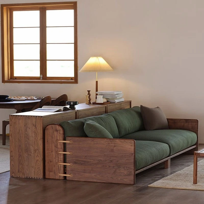 All solid wood living room sofa black walnut large sofa combination small apartment retro
All solid wood living room sofa black walnut large sofa combination small apartment retro
