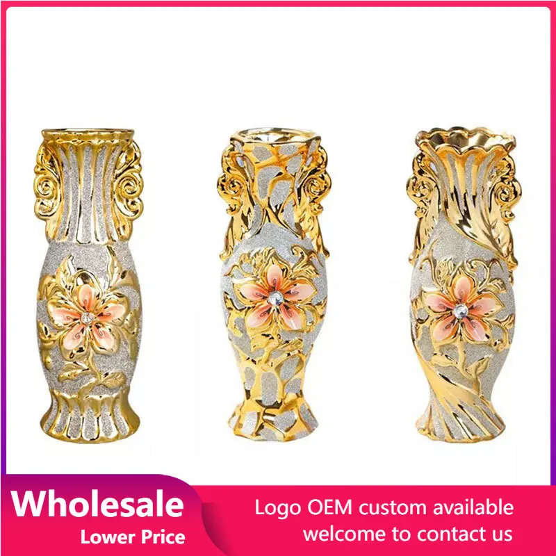 European Vintage Ceramic Flower Vase Room Study Hallway Wedding Decor Gold Plated Frost Porcelain Vase for Home Decoration
European Vintage Ceramic Flower Vase Room Study Hallway Wedding Decor Gold Plated Frost Porcelain Vase for Home Decoration