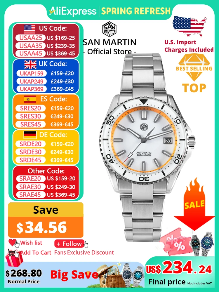San Martin 2025 New Enamel Dial Full Luminous 39mm Dive Watch Luxury Men Watch NH35 Automatic Mechanical Waterproof 200m SN0129
San Martin 2025 New Enamel Dial Full Luminous 39mm Dive Watch Luxury Men Watch NH35 Automatic Mechanical Waterproof 200m SN0129