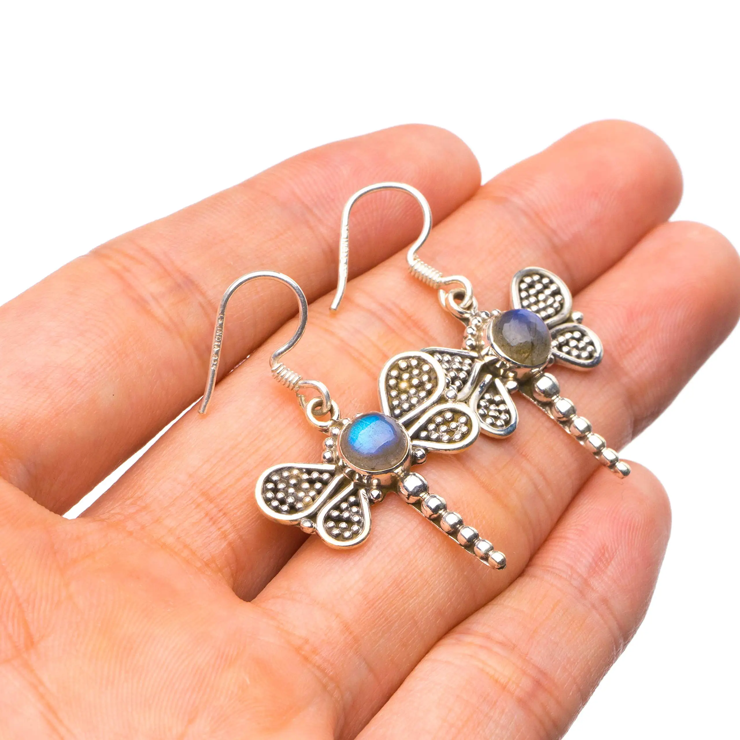 StarGems® Natural Blue Fire Labradorite Handmade Unique Dragonfly Shape 925 Sterling Silver Earrings 1.25" Y0537
StarGems® Natural Blue Fire Labradorite Handmade Unique Dragonfly Shape 925 Sterling Silver Earrings 1.25" Y0537