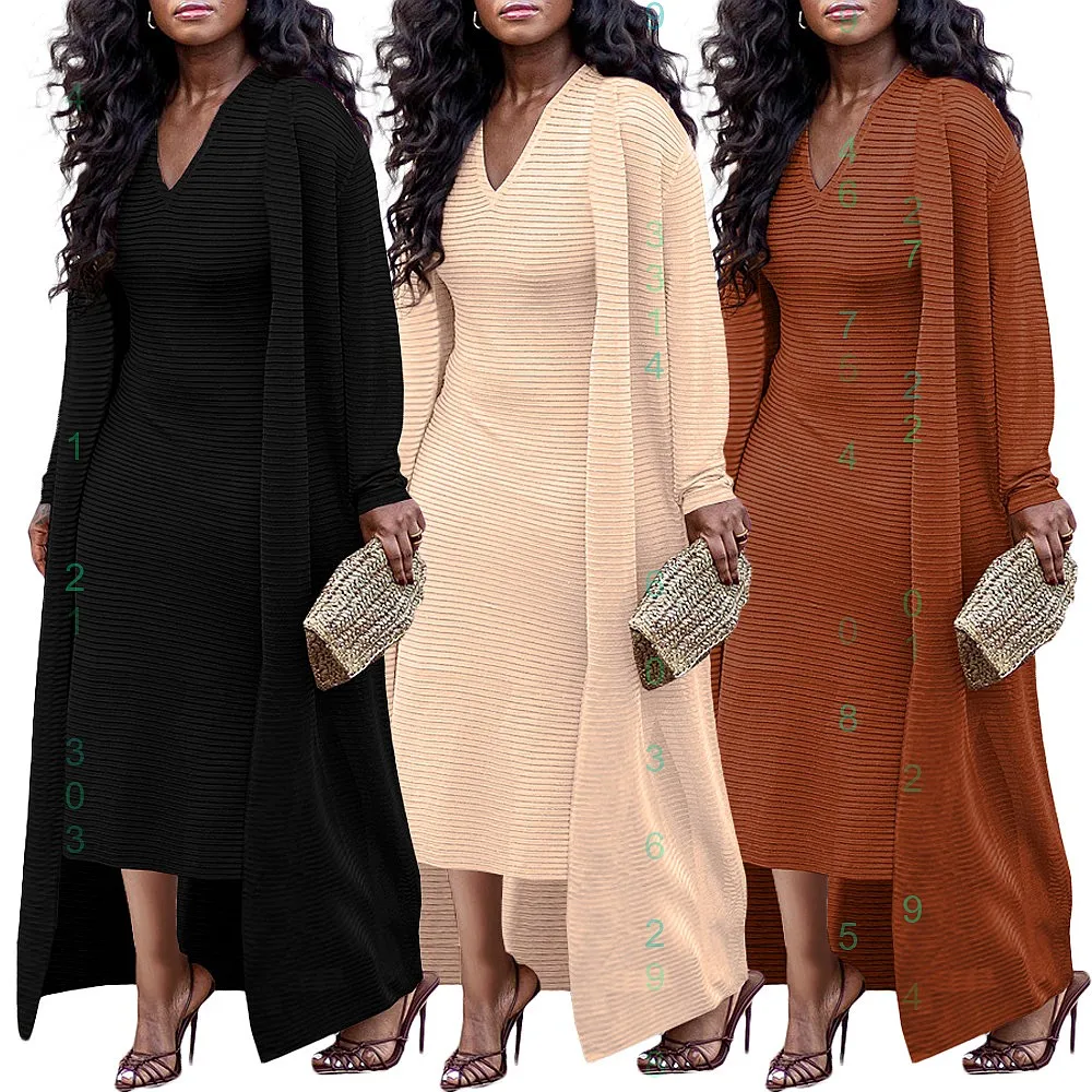 Pure Color Knit Cape Cardigan + Slim V-Neck Dress Matching Set
Pure Color Knit Cape Cardigan + Slim V-Neck Dress Matching Set