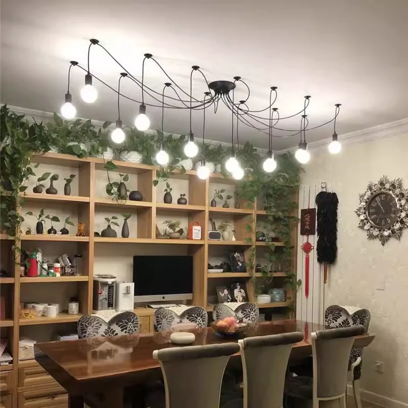 DIY Vintage Black Cord Multiple Light Sources Simple Pendant Lamp Dining Room Coffee 1-2m Wire Spider Pendant Lights Edison Bulb
DIY Vintage Black Cord Multiple Light Sources Simple Pendant Lamp Dining Room Coffee 1-2m Wire Spider Pendant Lights Edison Bulb