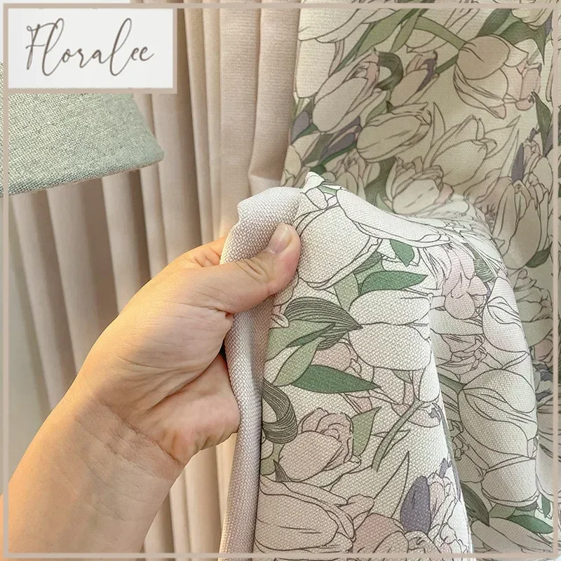 Pastoral Milk Tea Velvet Print Splice Thickened Curtains Customized Finished Product For Living Room Bedroom Partition Curtain 
Pastoral Milk Tea Velvet Print Splice Thickened Curtains Customized Finished Product For Living Room Bedroom Partition Curtain