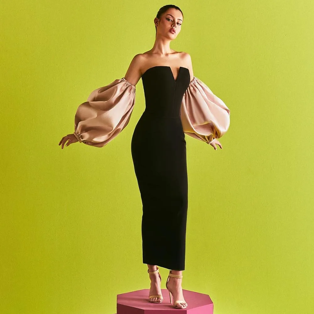 Midi Prom Dress for Women 2023 V Neck Puff Sleeves Sheath Evening Party Dresses Black & Pink Backless Simple Gown Custom
Midi Prom Dress for Women 2023 V Neck Puff Sleeves Sheath Evening Party Dresses Black & Pink Backless Simple Gown Custom
