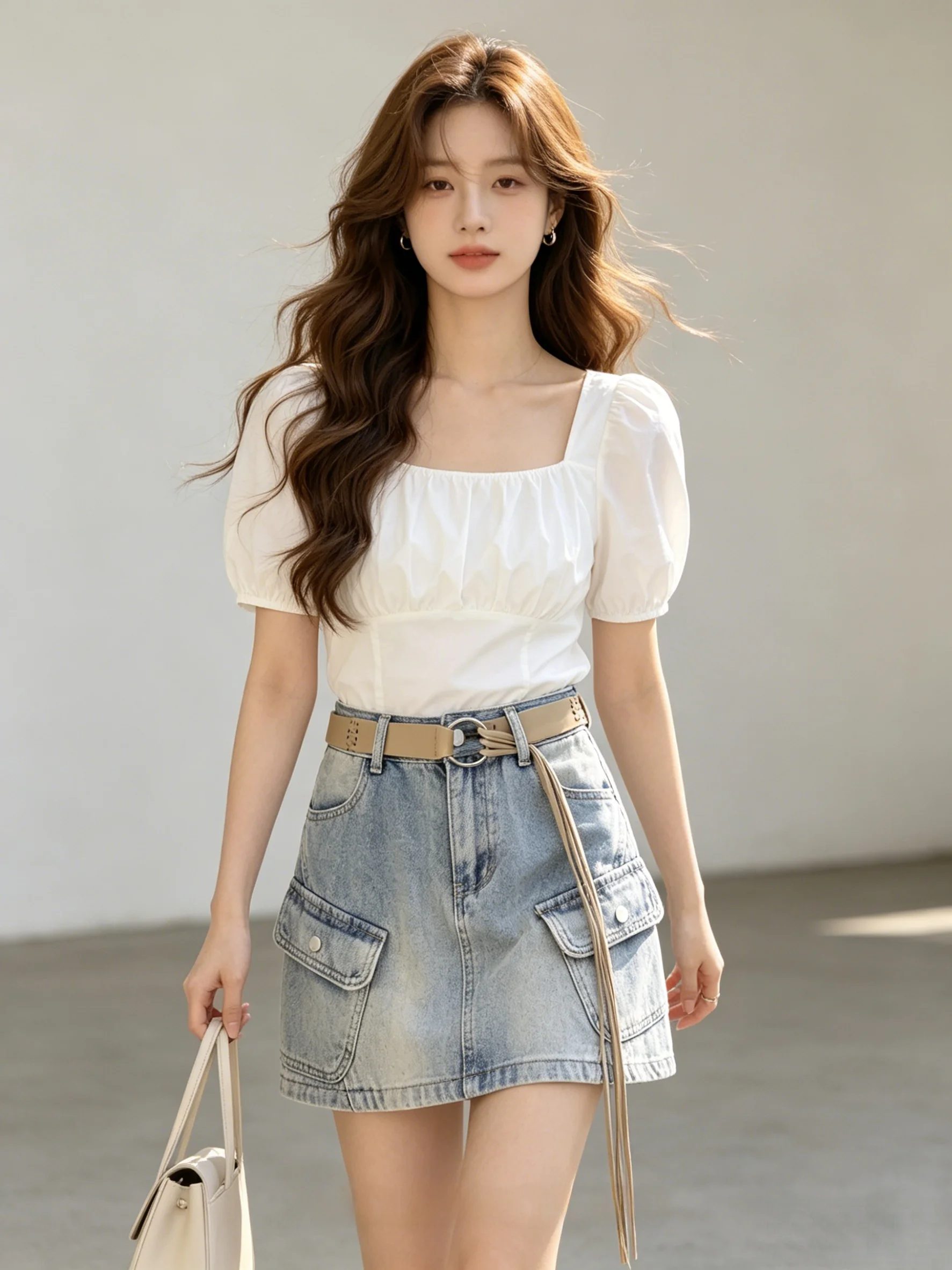 Korean Style High Waist Short Denim Skirt Women's Slimming Light Color A-Line Skirt for Trendy Girls Commute Wear
Korean Style High Waist Short Denim Skirt Women's Slimming Light Color A-Line Skirt for Trendy Girls Commute Wear