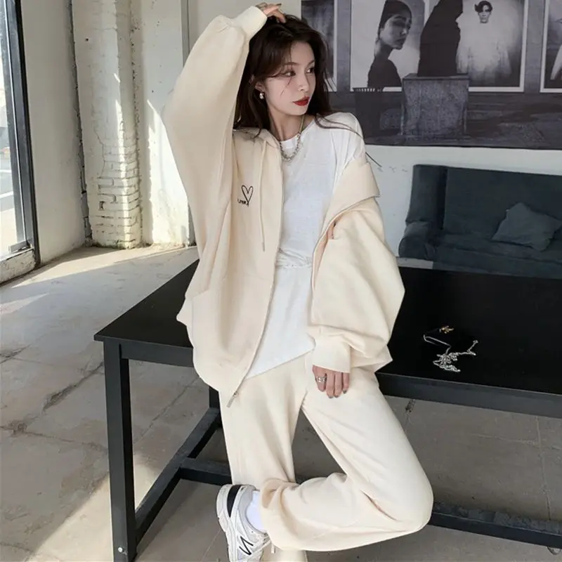 Loose Sweatshirt Sports Suit Korean Casual Long Sleeve Zipper Hoodie + Elastic Waist Pants 2 Piece Sets Womens Outfits Y2k Suits
Loose Sweatshirt Sports Suit Korean Casual Long Sleeve Zipper Hoodie + Elastic Waist Pants 2 Piece Sets Womens Outfits Y2k Suits