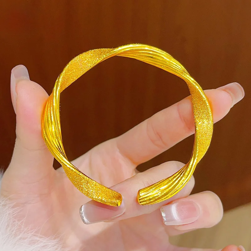 9999 Gold Ancient Method Satin Starry Sky MöBius Twist Open Bangle, Velvet Texture Bracelet For Women, Exquisite Fine Jewelry
9999 Gold Ancient Method Satin Starry Sky MöBius Twist Open Bangle, Velvet Texture Bracelet For Women, Exquisite Fine Jewelry