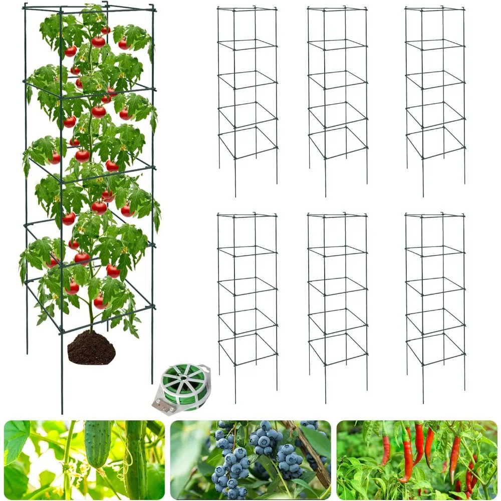 Tomato Cages for Garden 6 Packs Plant Support Cage 12x12x48 with Various Spacing Green Metal Trellis for Climbing Plants
Tomato Cages for Garden 6 Packs Plant Support Cage 12x12x48 with Various Spacing Green Metal Trellis for Climbing Plants