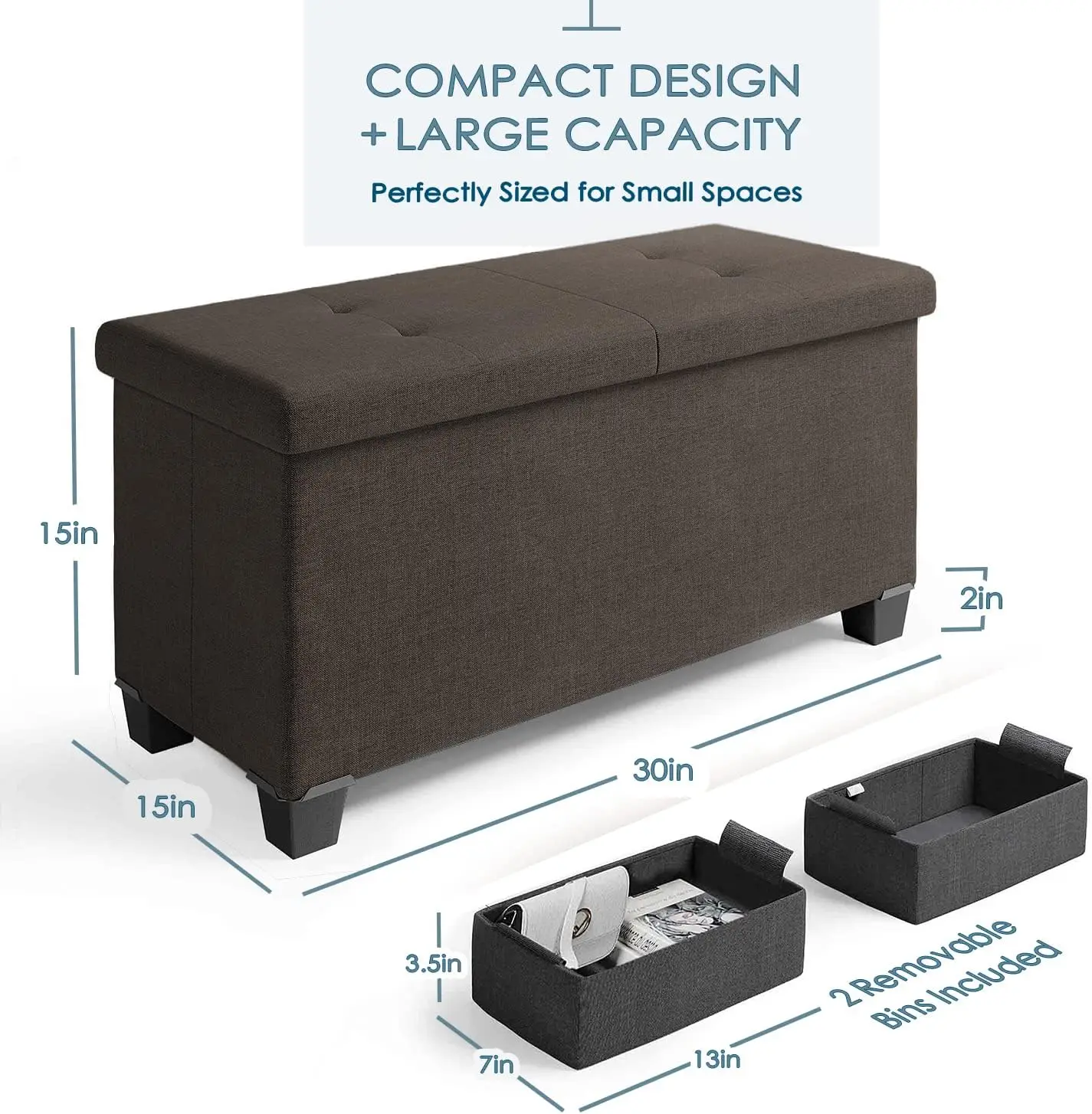 Storage Ottoman Bench With Storage Bins, 30-In Storage Bench For Bedroom End Of Bed, Folding Foot Rest Ottoman With Storage For
Storage Ottoman Bench With Storage Bins, 30-In Storage Bench For Bedroom End Of Bed, Folding Foot Rest Ottoman With Storage For