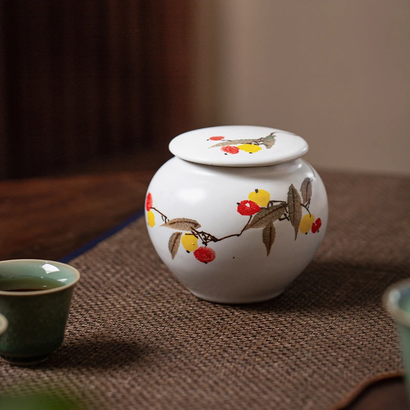 Hand-Painted Jingdezhen Ceramic Tea Canister Underglaze Five-Color Pomegranate Retro Chinese Style Small Size Waking Tea Can
Hand-Painted Jingdezhen Ceramic Tea Canister Underglaze Five-Color Pomegranate Retro Chinese Style Small Size Waking Tea Can