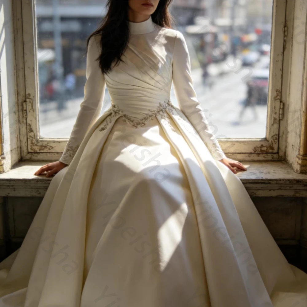 Customized High Neck Long Sleeves Pleat Evening Dresses Elegant Satin Celebrity Dress Exquisite High Quality Prom Party Gowns
Customized High Neck Long Sleeves Pleat Evening Dresses Elegant Satin Celebrity Dress Exquisite High Quality Prom Party Gowns