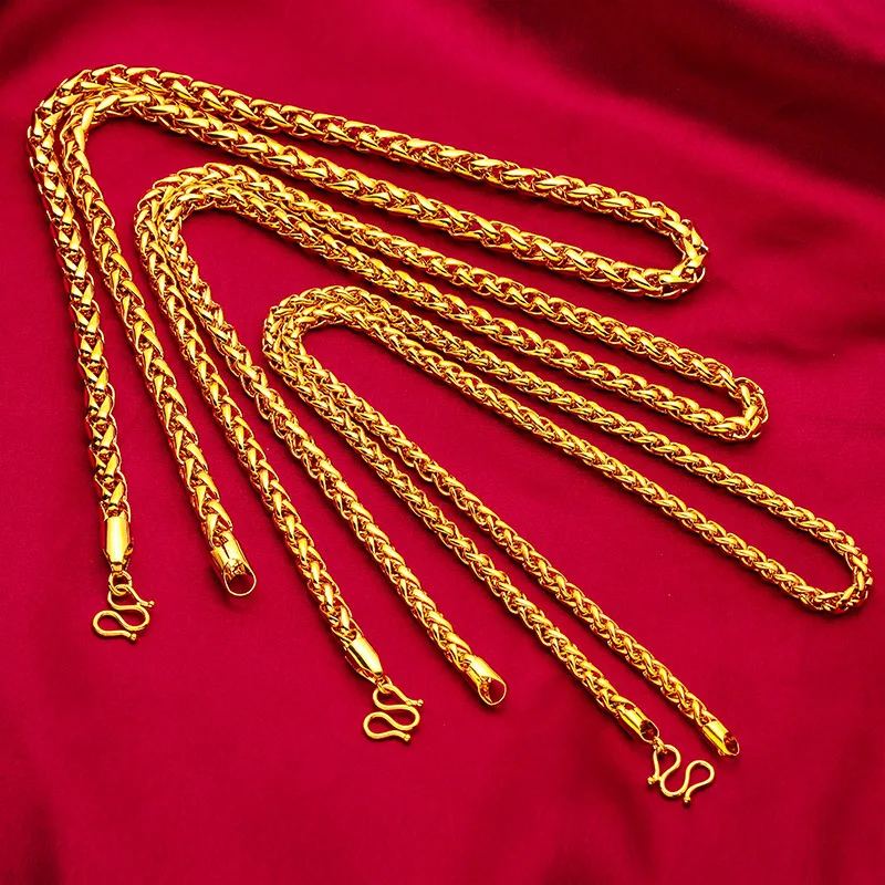 24K Gold Rope-Like Necklace | AU999 Pure Gold, 3D rope texture, rugged chain, exudes masculine strength
24K Gold Rope-Like Necklace | AU999 Pure Gold, 3D rope texture, rugged chain, exudes masculine strength