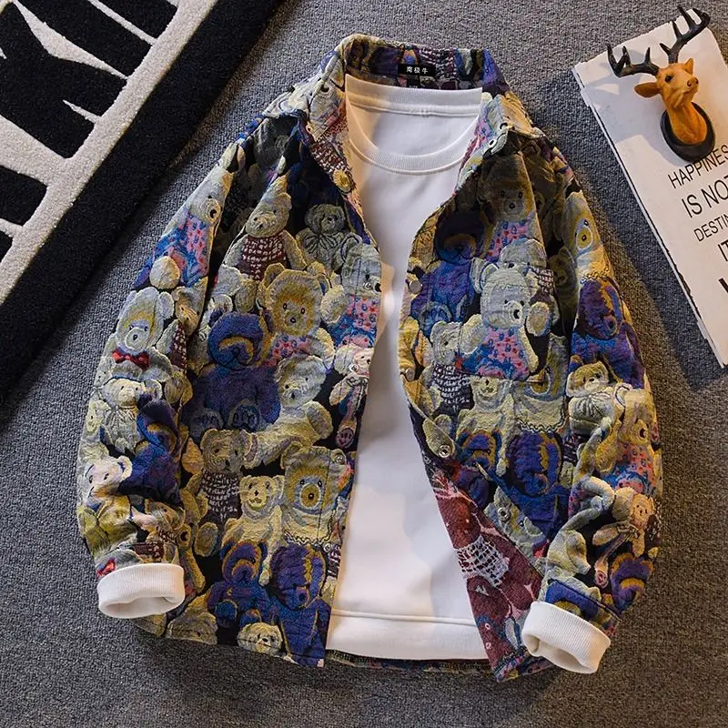 Retro Spring Autumn Men's Loose Casual Floral irt Collar Jaet Trendy Versatile Outerwear for Youth CleanFit Sle
Retro Spring Autumn Men's Loose Casual Floral irt Collar Jaet Trendy Versatile Outerwear for Youth CleanFit Sle